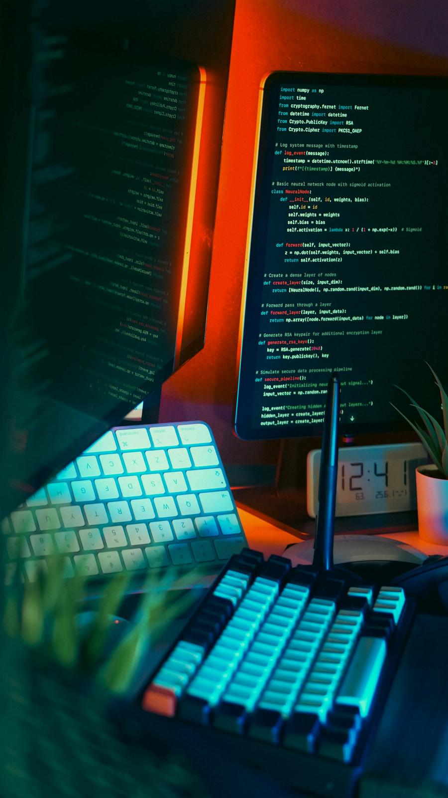 Web developer's colourful code on a laptop screen